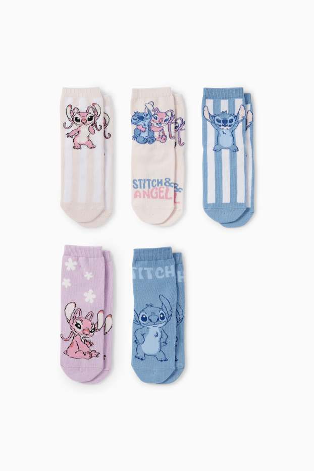 Bambine - Confezione da 5 - Lilo & Stitch - calzini con motivi - blu