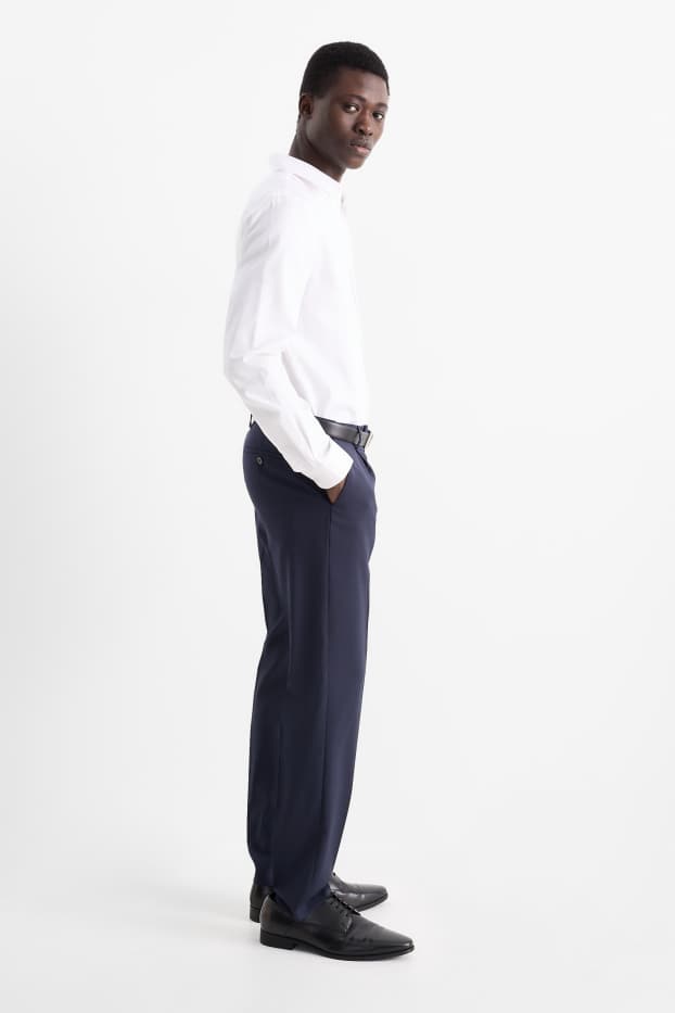 Bărbați - Pantaloni modulari din lână pură - regular fit - albastru închis