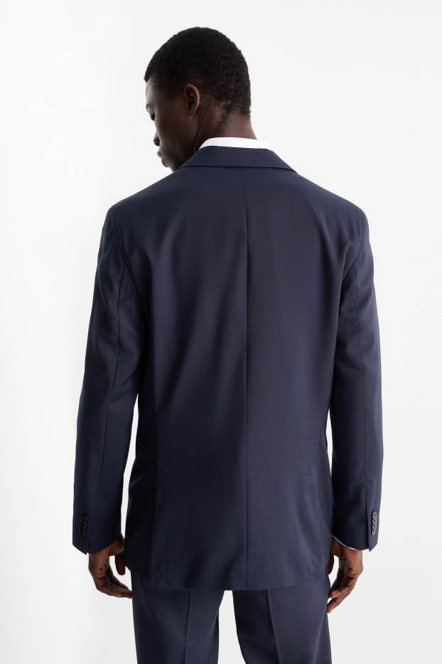 Home - Americana combinable de llana verge - regular fit - blau fosc