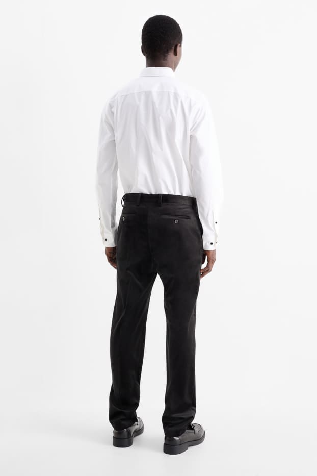 Hommes - Pantalon de costume en velours - regular fit - noir