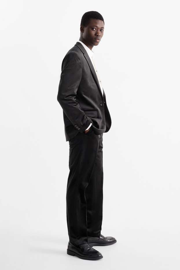 Hommes - Pantalon de costume en velours - regular fit - noir