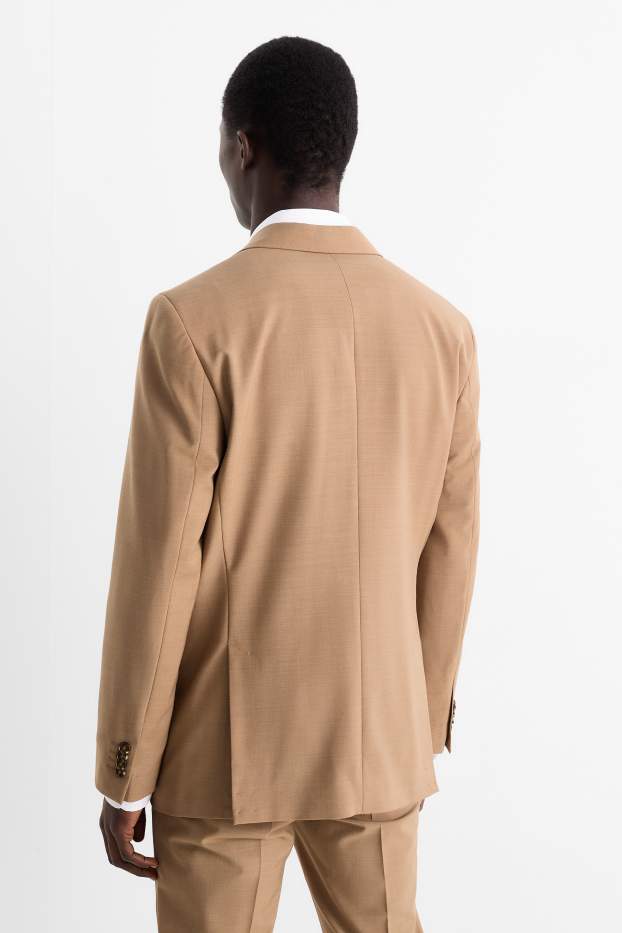 Hommes - Veste de costume - regular fit - Flex - laine vierge mélangée - marron