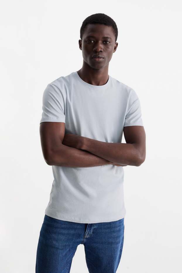 Heren - T-shirt - slim fit - Flex - lichtblauw