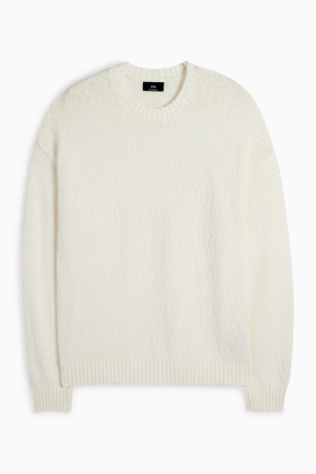 Uomo - Maglione - tramato - bianco crema