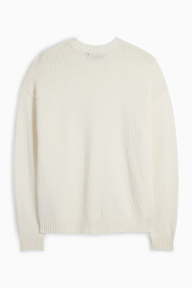 Uomo - Maglione - tramato - bianco crema
