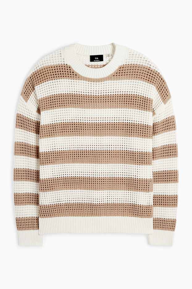 Uomo - Maglione - righe - beige