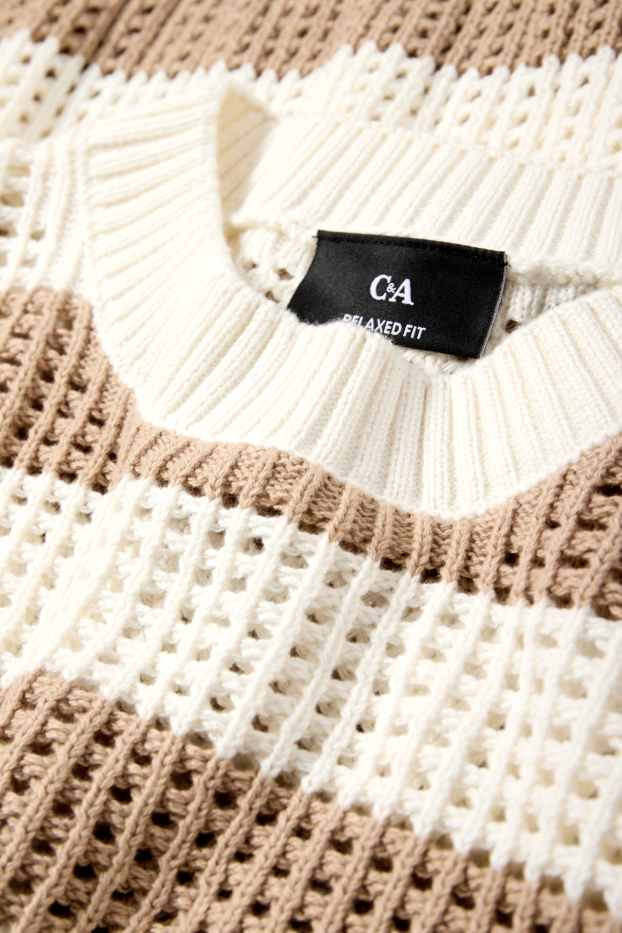 Uomo - Maglione - righe - beige