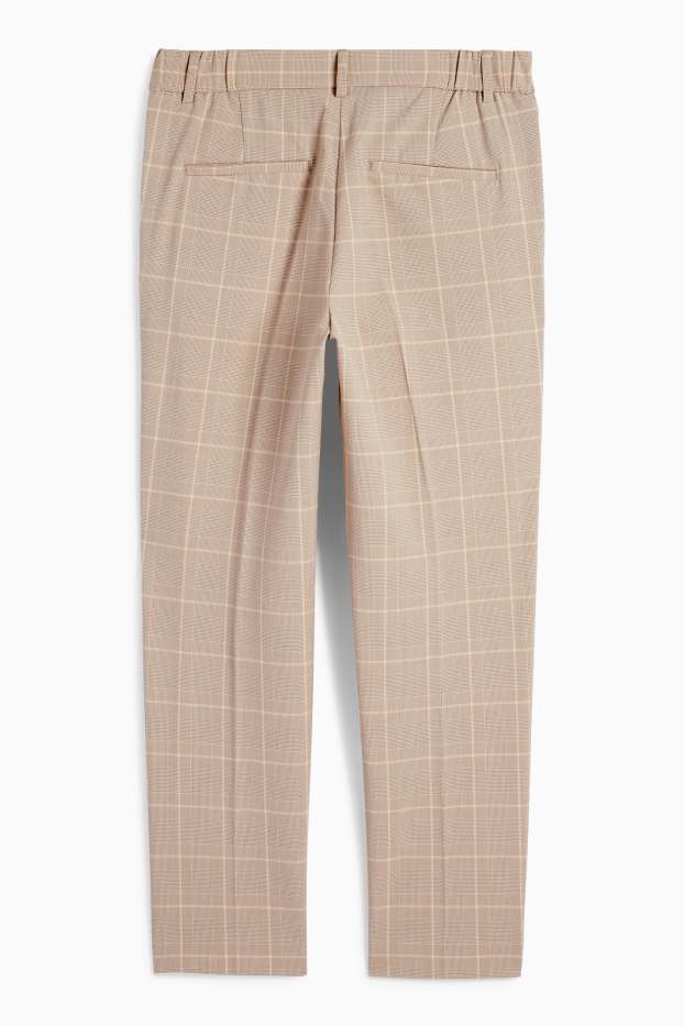 Femmes - Pantalon de bureau - mid waist - coupe cigarette - à carreaux - beige