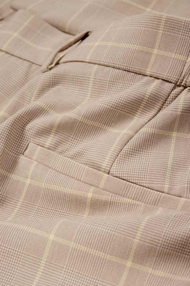 Femmes - Pantalon de bureau - mid waist - coupe cigarette - à carreaux - beige