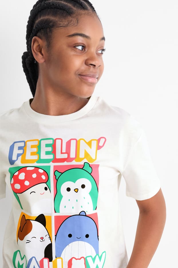 Kinder Mädchen - Multipack 2er - Squishmallows - Kurzarmshirt - cremeweiß