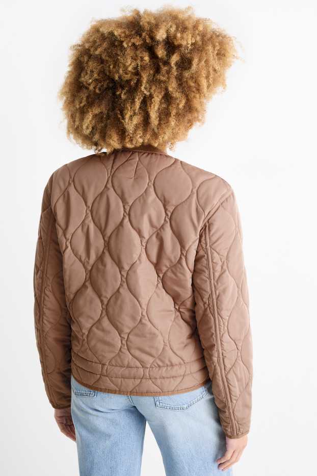 Dames - Gewatteerde jas - waterafstotend - taupe