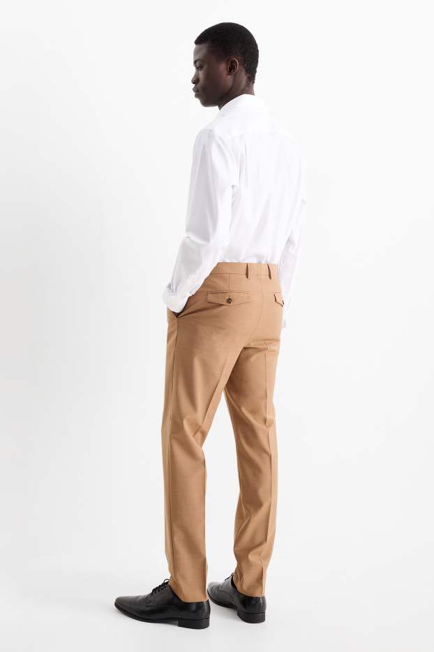 Home - Pantalons combinables - regular fit - Flex - mescla de llana verge - marró