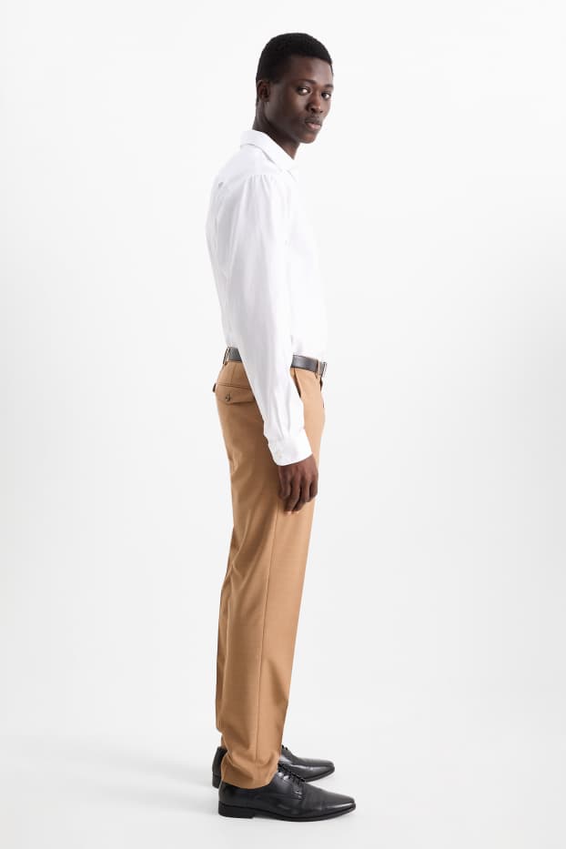 Home - Pantalons combinables - regular fit - Flex - mescla de llana verge - marró