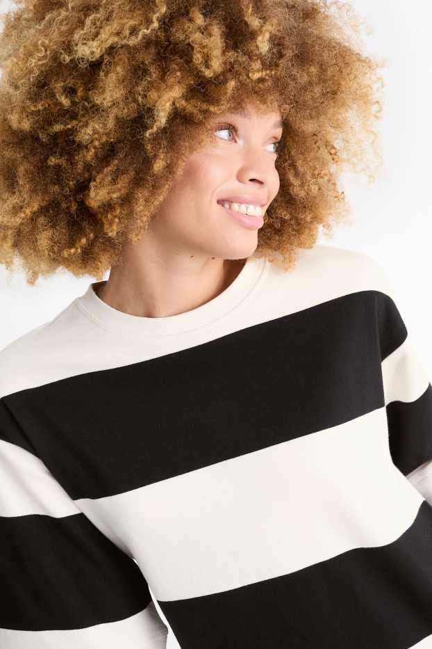 Women - Sweatshirt dress - striped - cremewhite