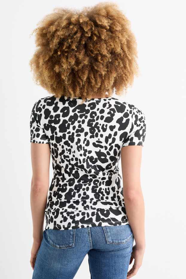 Femmes - T-shirt - imprimé léopard - blanc / noir