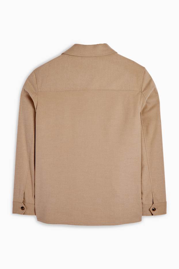 Uomo - Giacca camicia - regular fit - collo all'italiana - beige