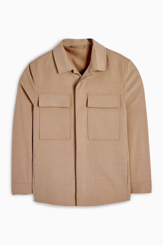Uomo - Giacca camicia - regular fit - collo all'italiana - beige