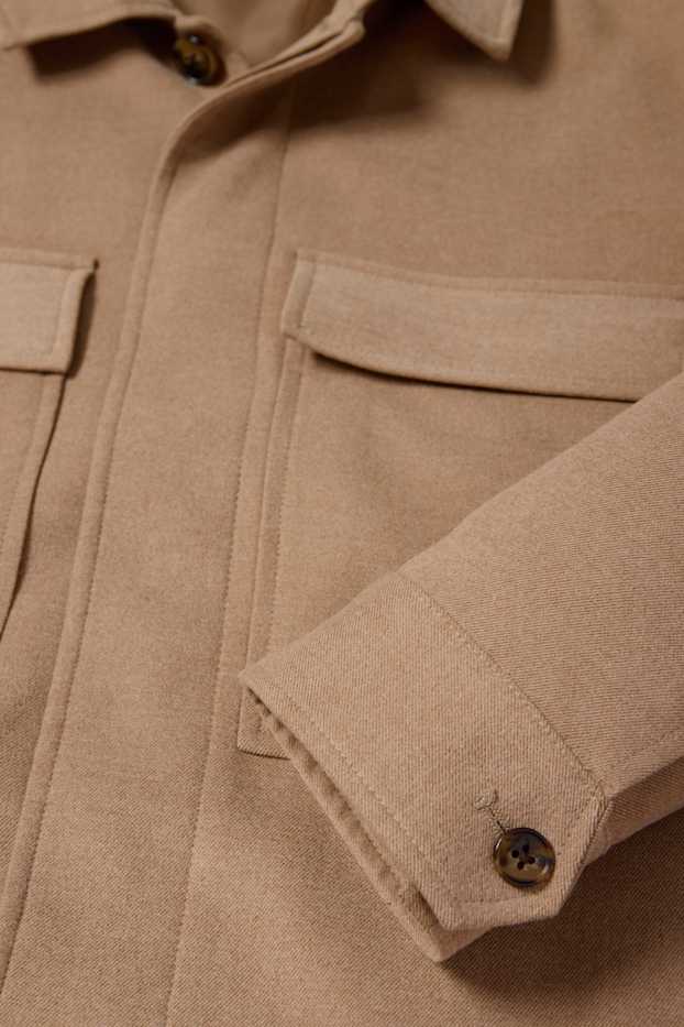 Uomo - Giacca camicia - regular fit - collo all'italiana - beige
