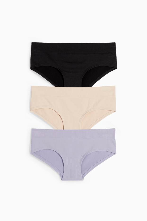 Femmes - Lot de 3 - shortys - sans coutures - violet