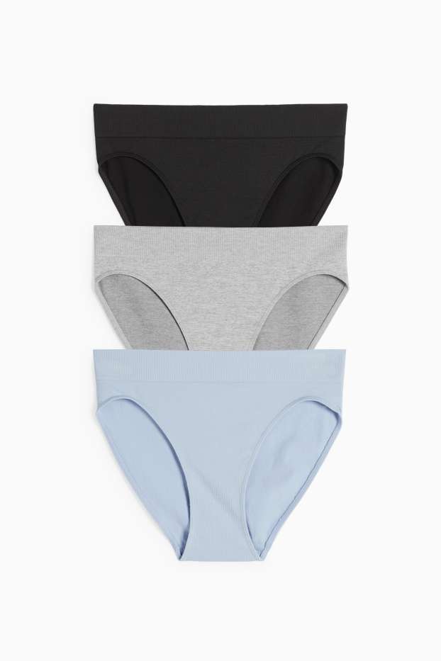 Femmes - Lot de 3 - culottes - sans coutures - bleu clair