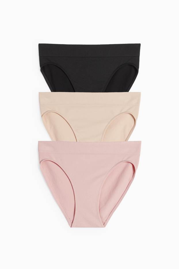 Dames - Set van 3 - slip - naadloos - zwart