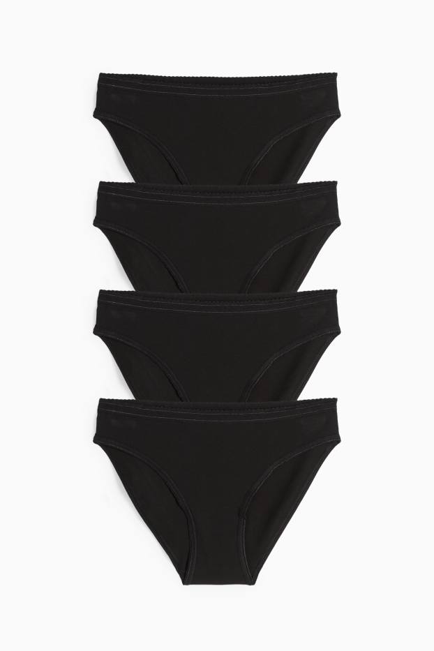 Dames - Set van 4 - slip - zwart