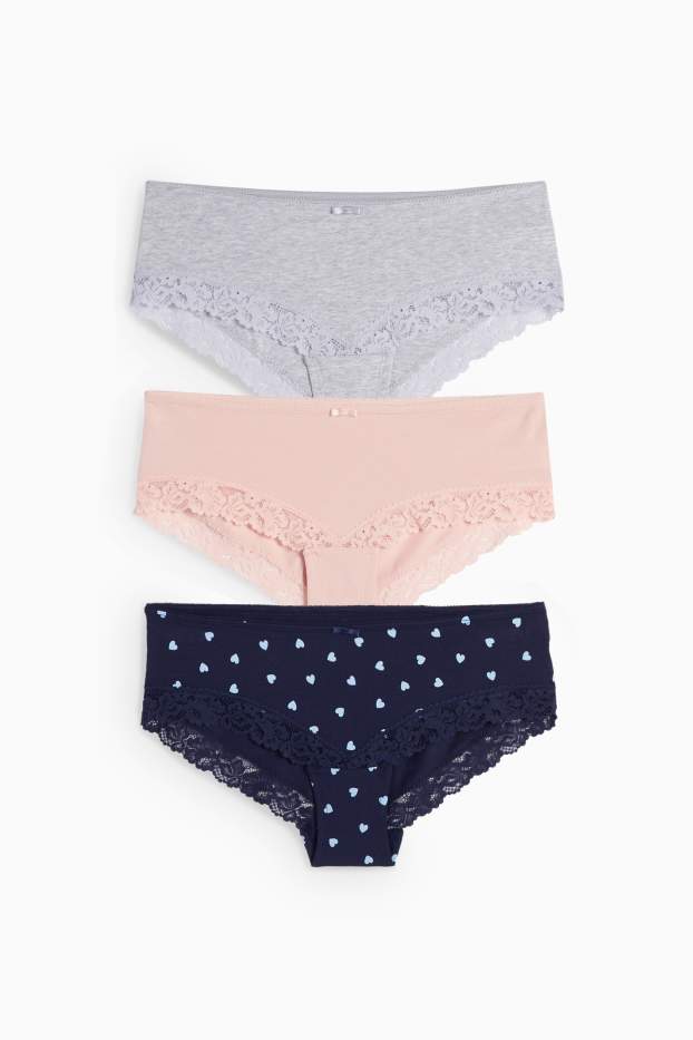Damen - Multipack 3er - Hipster - dunkelblau