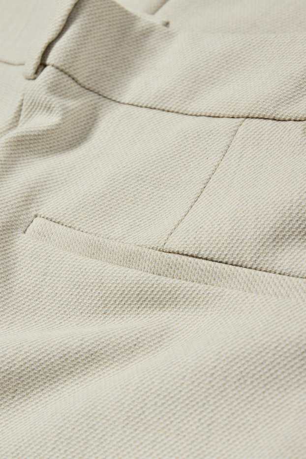 Femmes - Pantalon de bureau - high waist - wide leg - finition texturée - beige clair