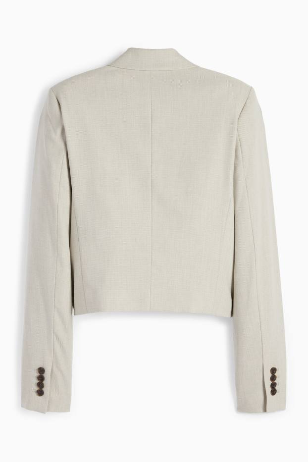 Damen - Crop Blazer - tailliert - strukturiert - beige