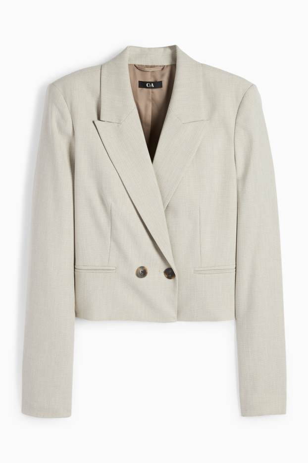 Damen - Crop Blazer - tailliert - strukturiert - beige
