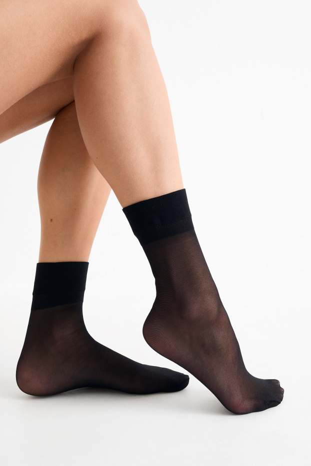 Damen - Multipack 3er - Feinsöckchen - LYCRA® - 20 DEN - schwarz