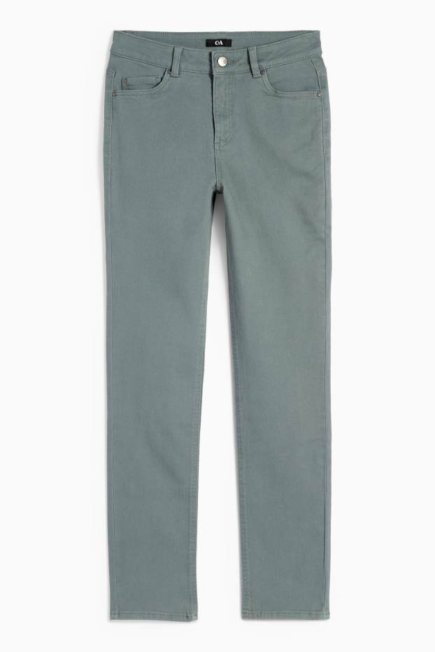 Kobiety - Spodnie materiałowe - wysoki stan - slim fit - zielony
