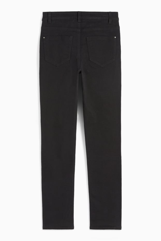 Femmes - Pantalon en toile - high waist - slim fit - noir