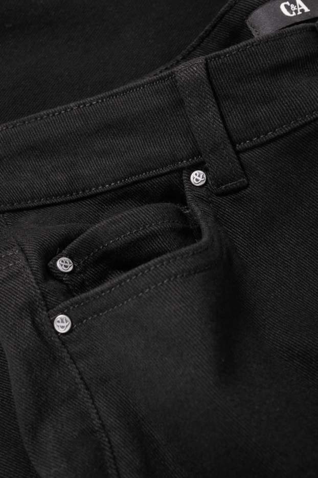 Femmes - Pantalon en toile - high waist - slim fit - noir