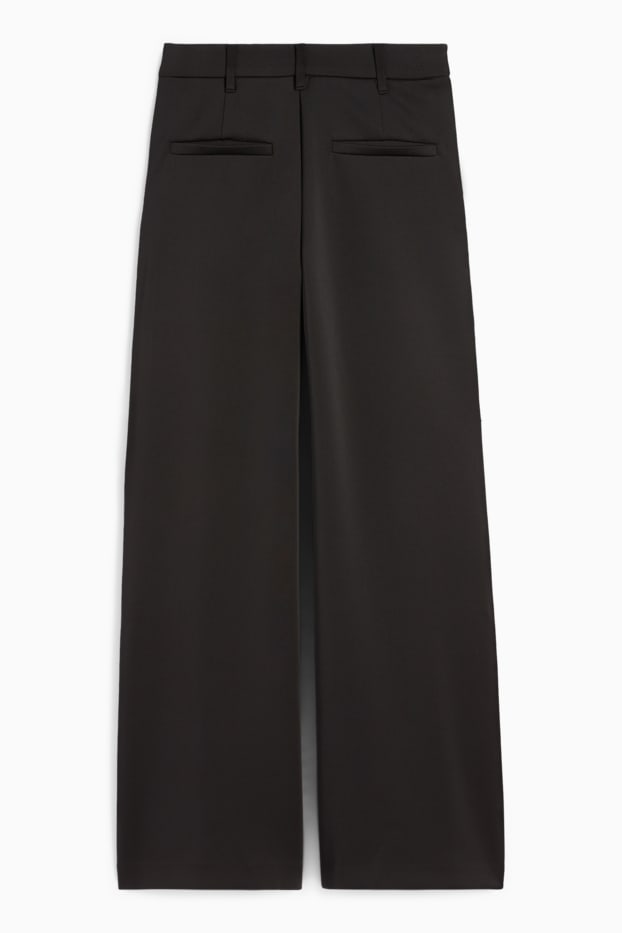 Damen - Jersey-Hose - High Waist - Wide Leg - schwarz