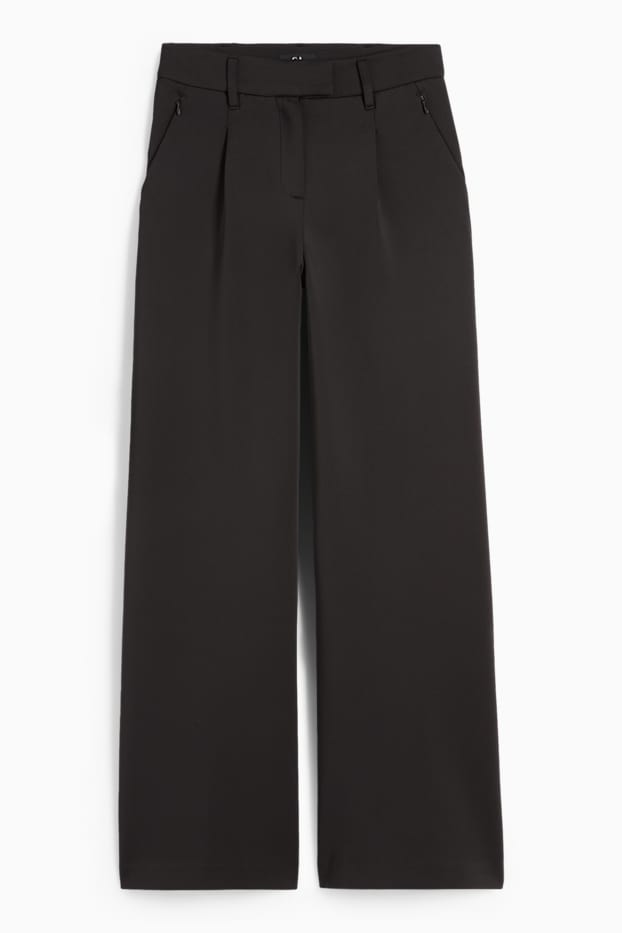 Damen - Jersey-Hose - High Waist - Wide Leg - schwarz