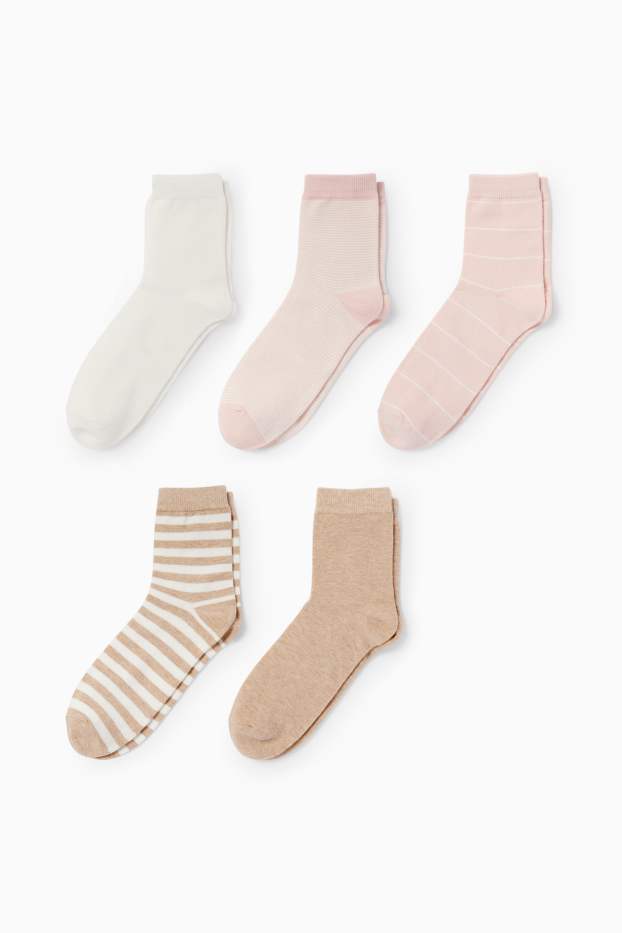 Women - Multipack of 5 - socks - patterned - beige