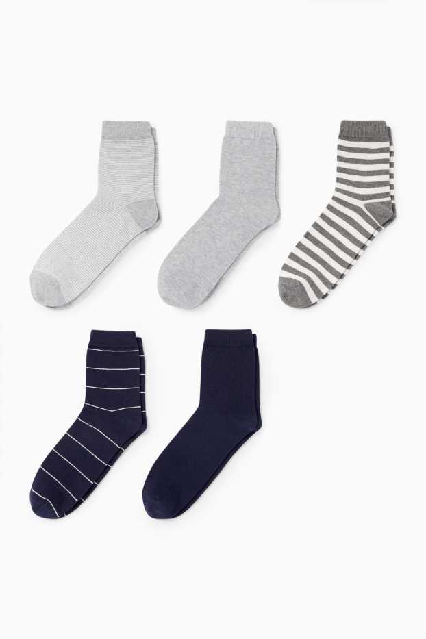 Femmes - Lot de 5 paires - chaussettes - à motif - gris