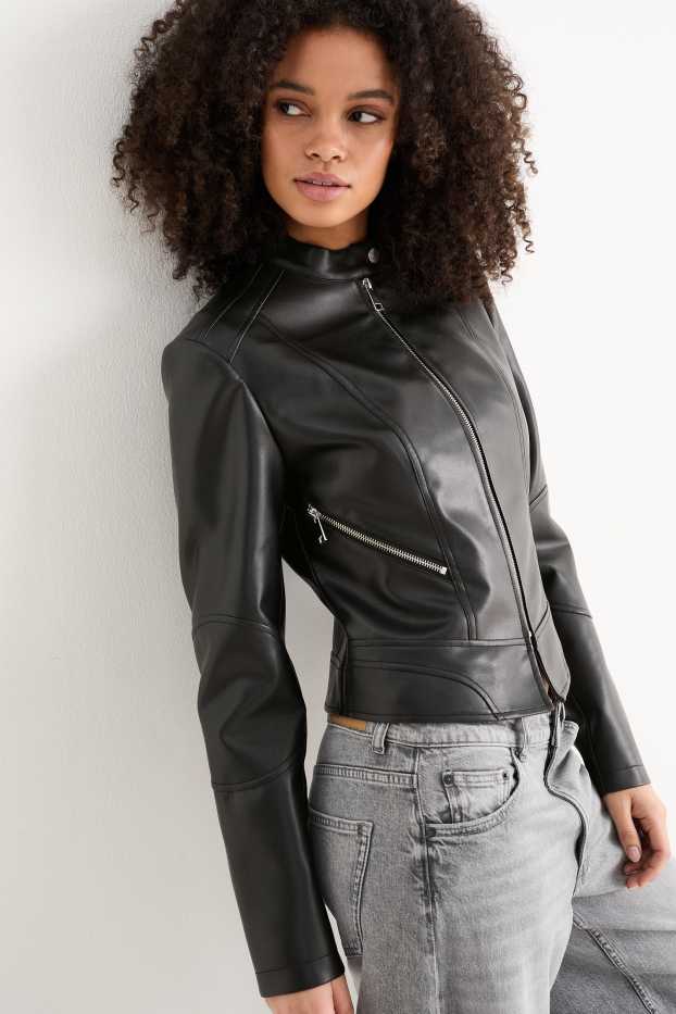 Dona - Caçadora biker - pell sintètica - negre