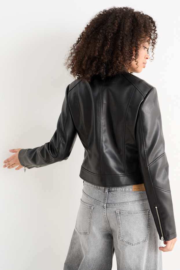 Dona - Caçadora biker - pell sintètica - negre
