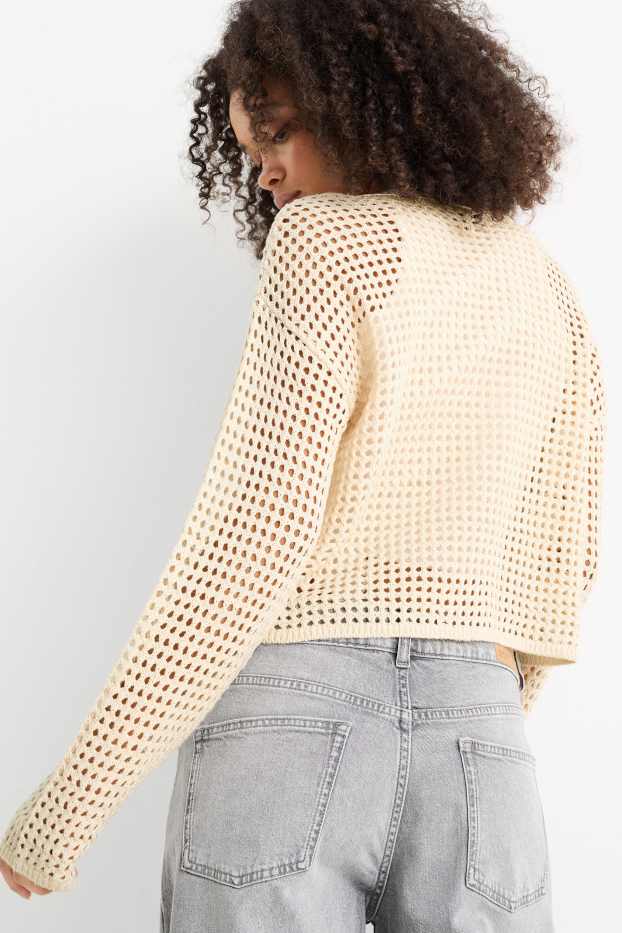 Femei - Pulover crop - bej deschis