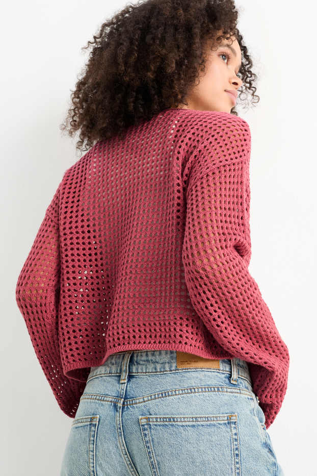 Damen - Crop Pullover - bordeaux