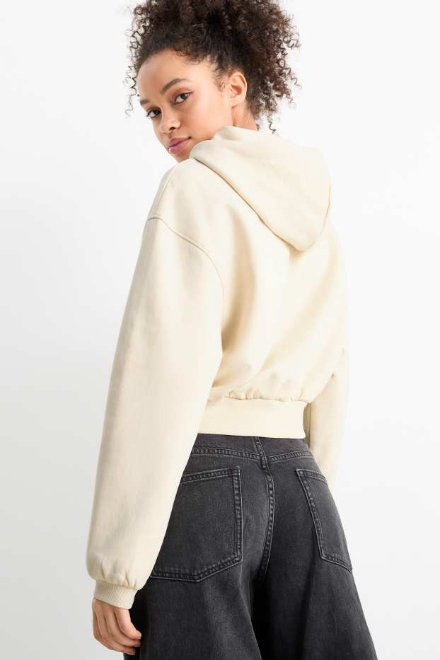 Femmes - Sweat court à capuche - beige clair
