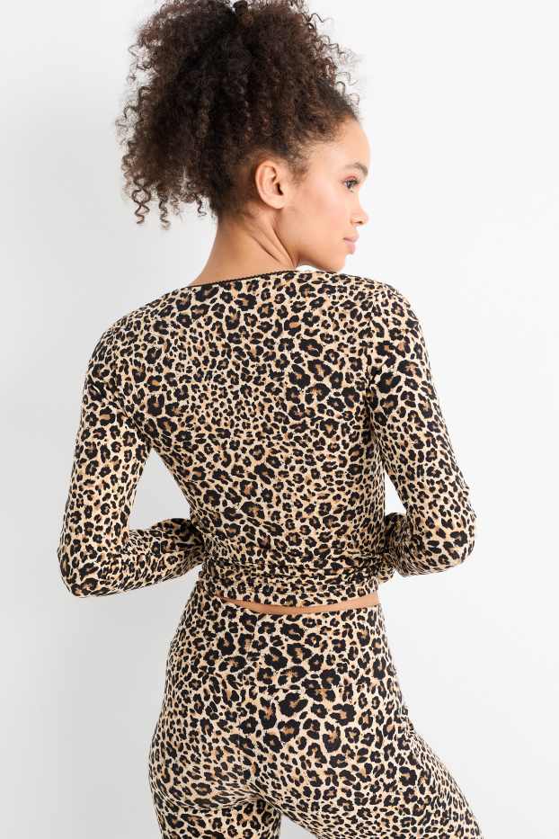 Femei - Tricou cu mânecă lungă - imprimeu de leopard - bej