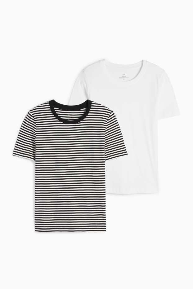 Dames - Set van 2 - T-shirt - zwart / wit