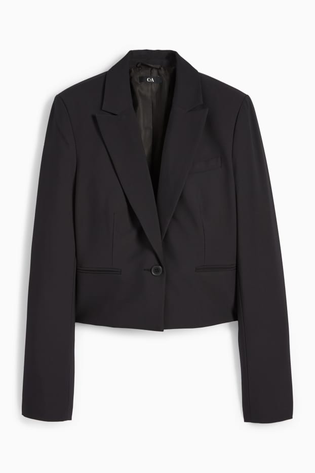 Damen - Crop Blazer - tailliert - schwarz