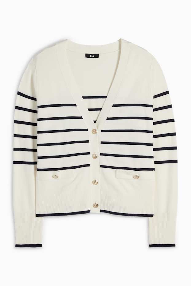 Donna - Cardigan - a righe - bianco crema