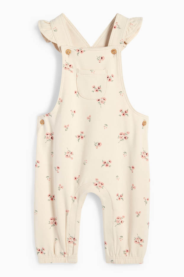 Miminka - dívky - Květinový motiv - outfit pro miminka - 2dílný - krémově bílá