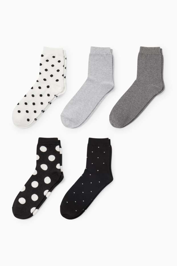 Donna - Confezione da 5 - calze - a pois - nero