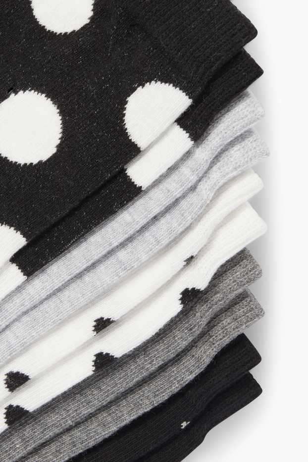 Donna - Confezione da 5 - calze - a pois - nero